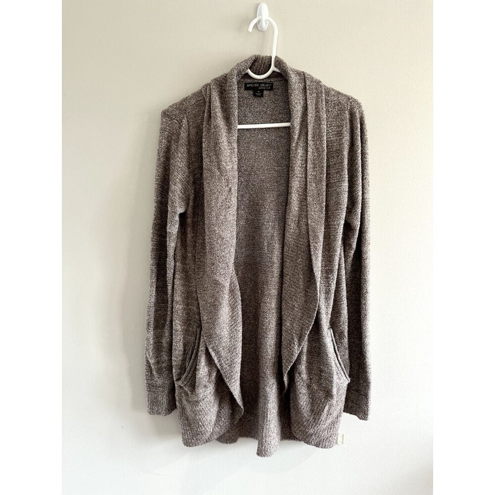 Barefoot Dream Cozychic Lite Knit Open Cardigan Women's Medium Stretch Gray